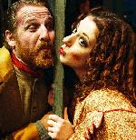 Bjorn Johnson (Macheath) and Rebecca Metz (Lucy Brown) in <i>The Threepenny Opera</i>border=