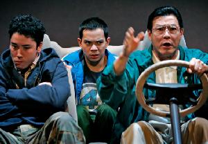 James Yaegashi as Isaac Lee, Jon Norman Schneider as Jimmy Lee, James Saito as Boo-Seng Lee in Durango